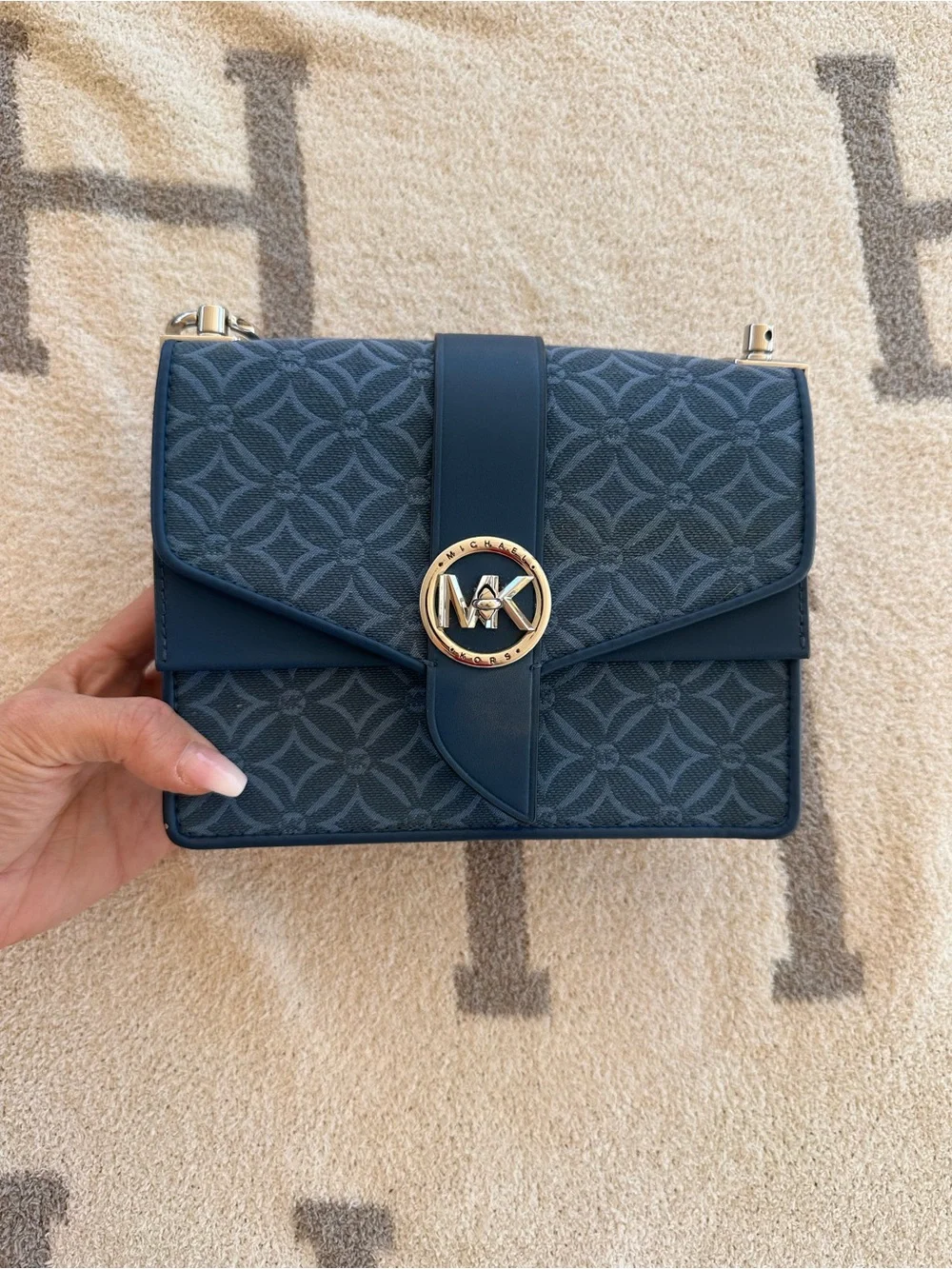 Michael Kors Navy Logo-Detail Crossbody with Branded Strap